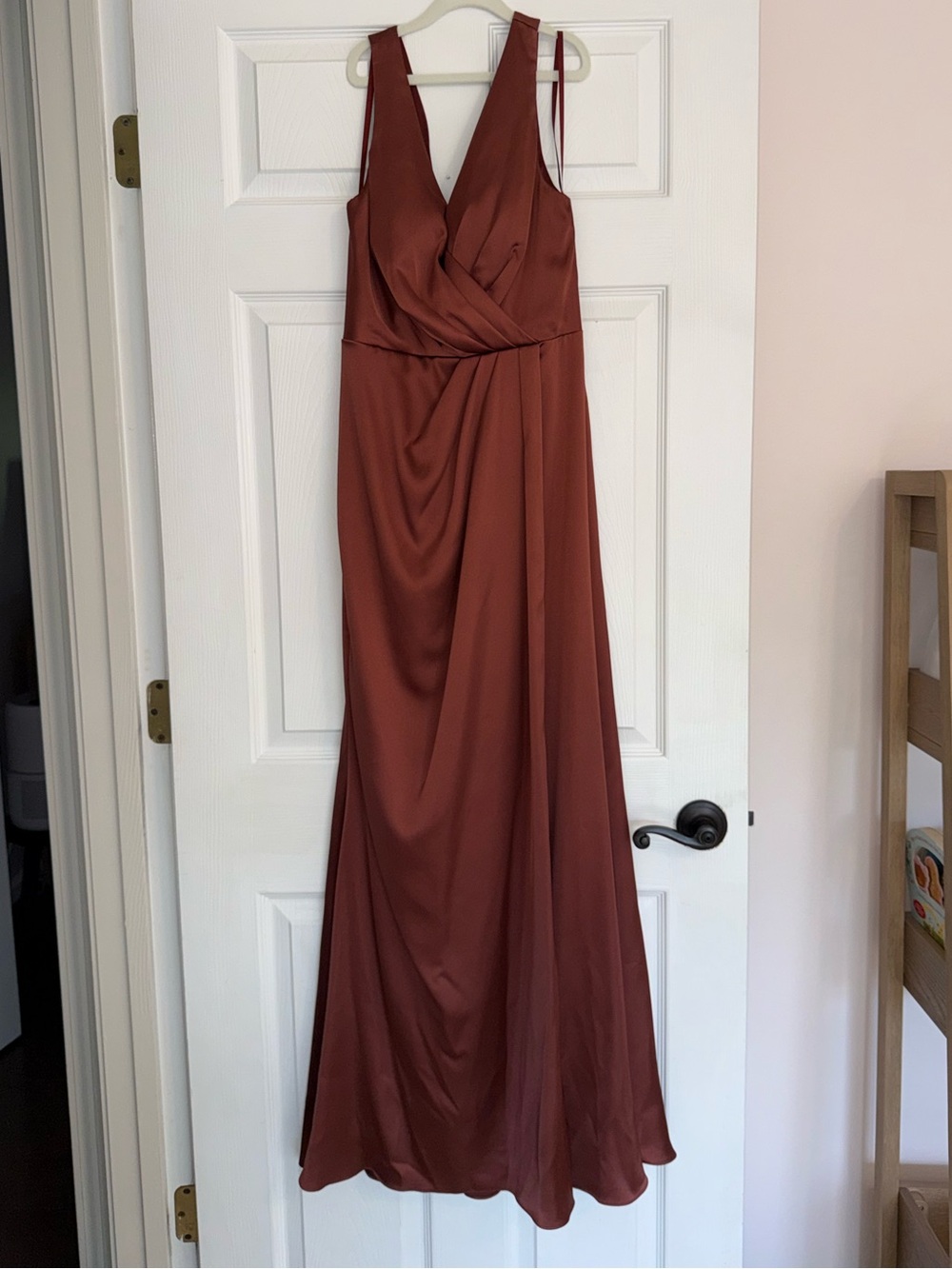 Revelry Rust Wrap-Style V-Neck Maxi Dress